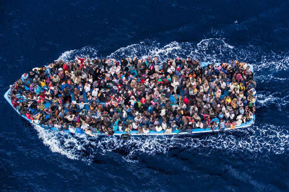 refugees in a boat